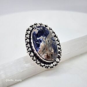 Sodalite Ethnic Handmade Ring Jewelry Size 7
